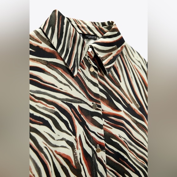 Zara Animal Print Shirt Dress Small - Picture 11 of 11